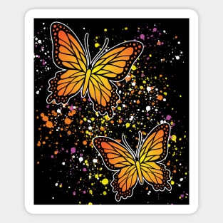 Beautiful Butterflies with Colorful Splatters Magnet